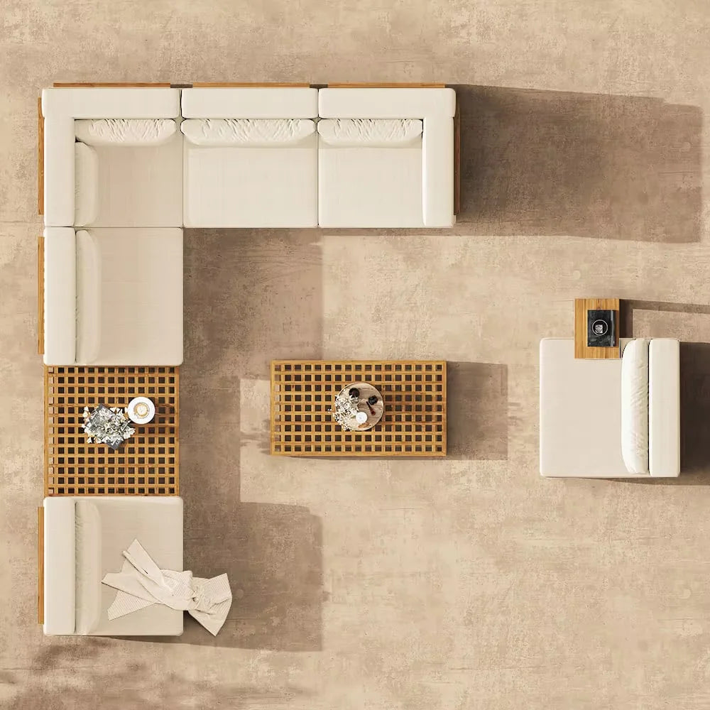 High End Favorable Price Luxury Yacht Villa Myanmar Solid Wood Patio Outdoor Furniture Unique Planks Design Burma Teak Sofa