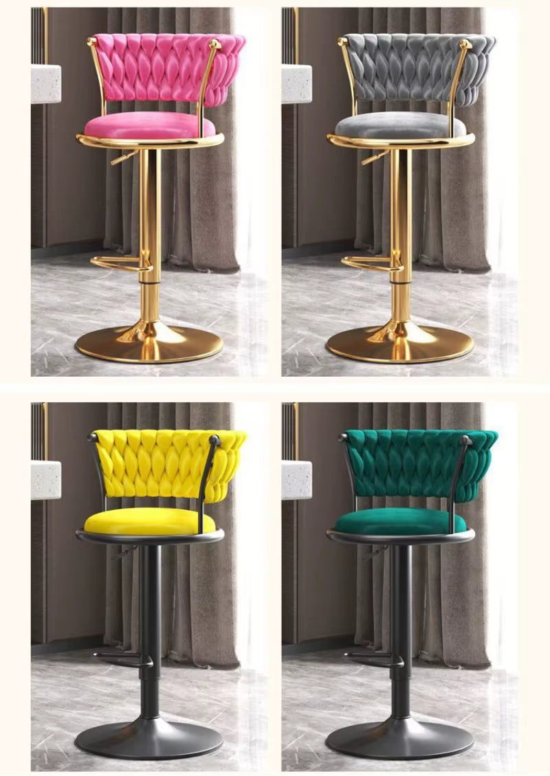 Bar Chair Swivel Leather Kitchen Velvet High Modern Cheap Stools Gold Tall Nordic Metal Luxury Home Bar Furniture for Bar Table
