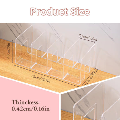 32X13X14.5Cm Clear Plastic Purse Handbag Organizer 4 Sections Bag Closet Shelf Divider Purse Display Stand Handbag Organizer