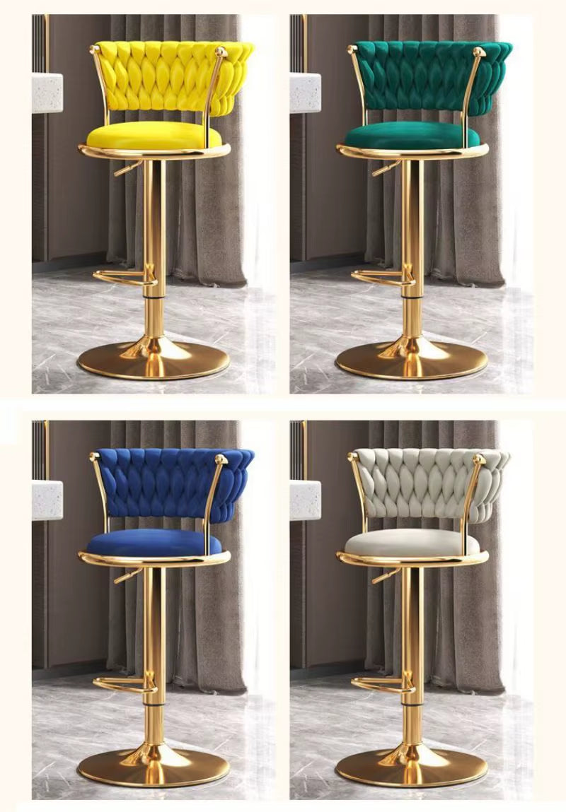 Bar Chair Swivel Leather Kitchen Velvet High Modern Cheap Stools Gold Tall Nordic Metal Luxury Home Bar Furniture for Bar Table
