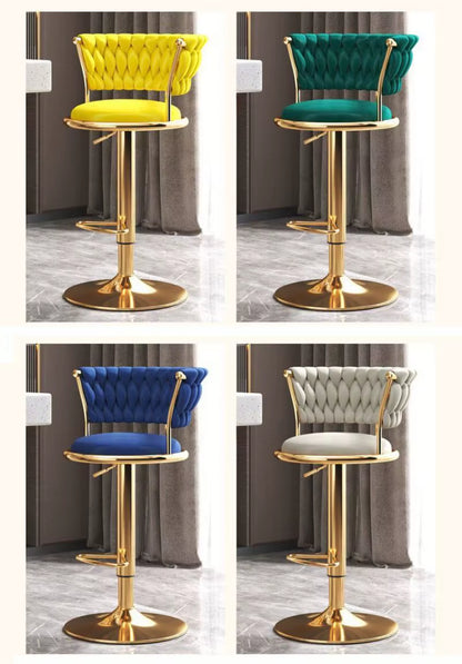 Bar Chair Swivel Leather Kitchen Velvet High Modern Cheap Stools Gold Tall Nordic Metal Luxury Home Bar Furniture for Bar Table
