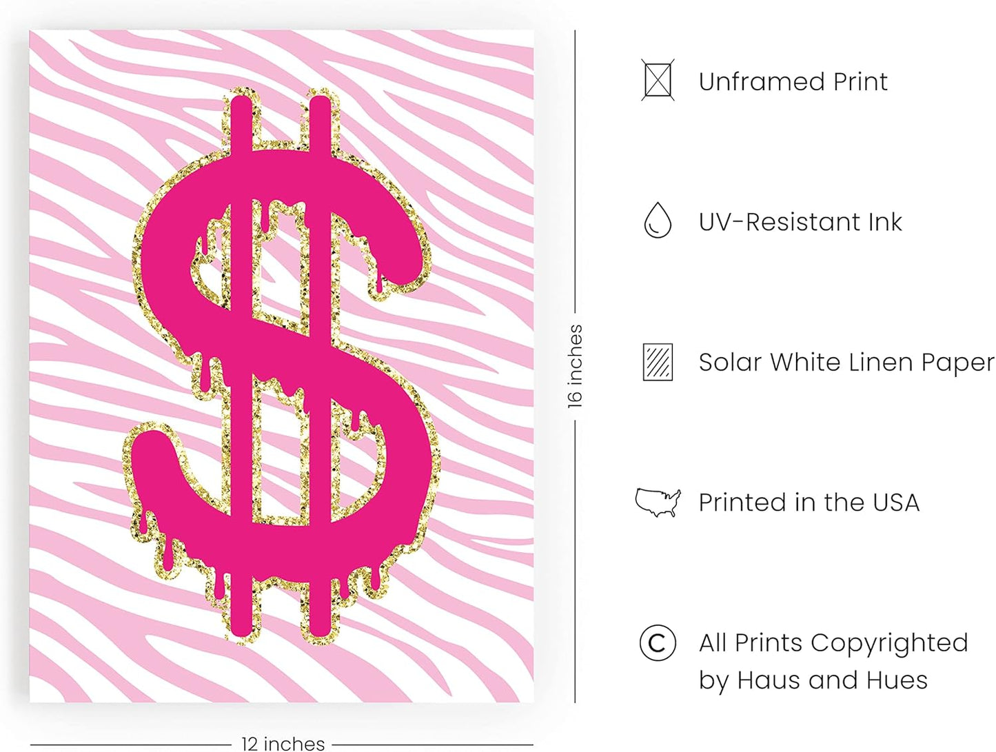 Pink Poster Preppy Wall Art - Cute Posters for Room Aesthetic, Trendy Artwork for Teen Girls Room, Preppy Paintings UNFRAMED 12”X16”