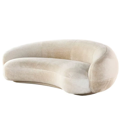 Italy Style Simple Design Special Shape Grey Fabric Sofas Set Velvet Modern European Curved Sofa