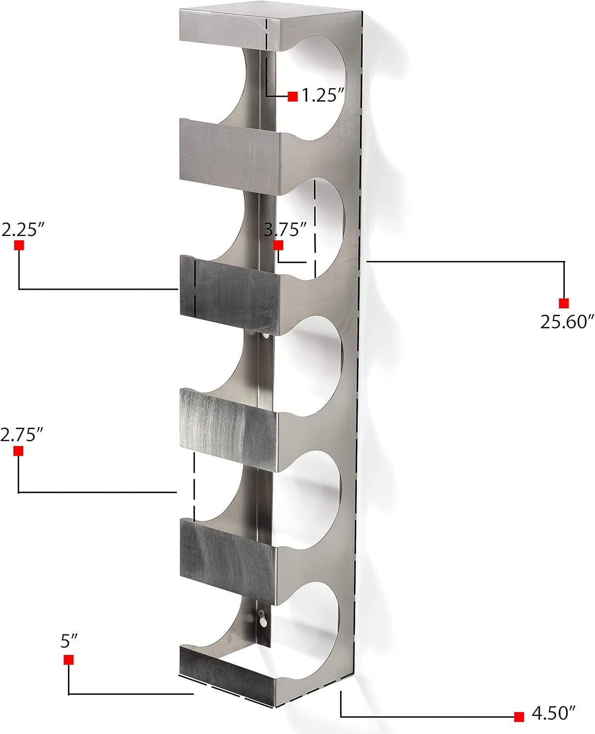 Alex Wine Rack Wall Mounted, Wine Bottle Holder for 15 Bottles, Kitchen Organization Stainless Steel Set of 3
