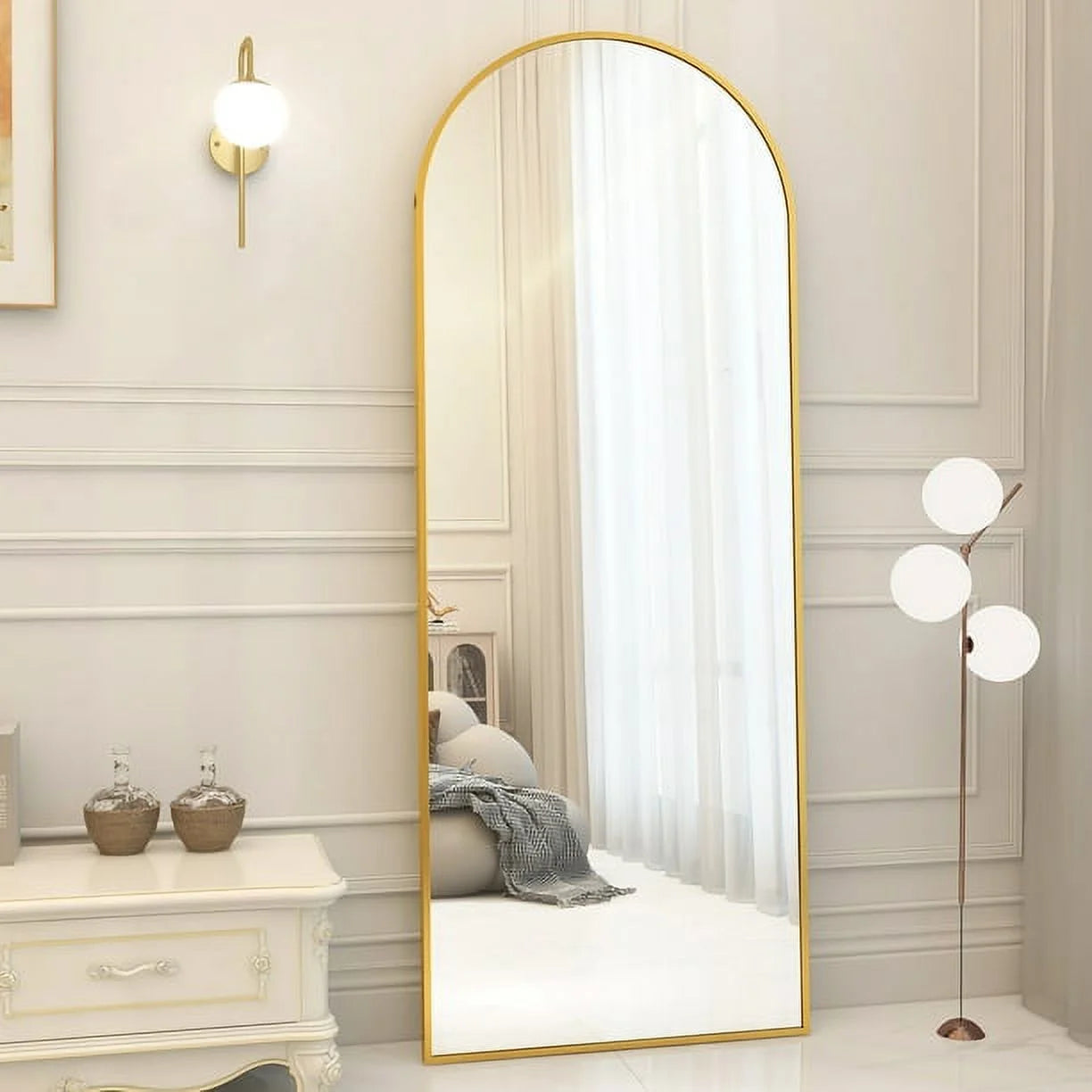 71"X 26" Oversized Full Length Mirror Arch Standing Floor Mirror Full Body Mirror, Gold