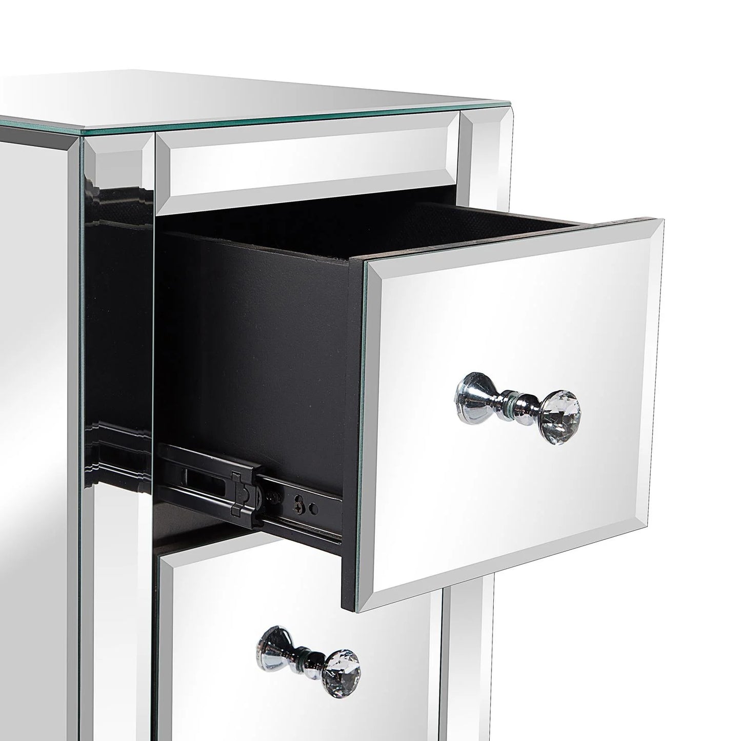 Zimtown 3-Drawer Mirrored Nightstand End Tables Bedside Table for Bedroom, Living Room, Silver
