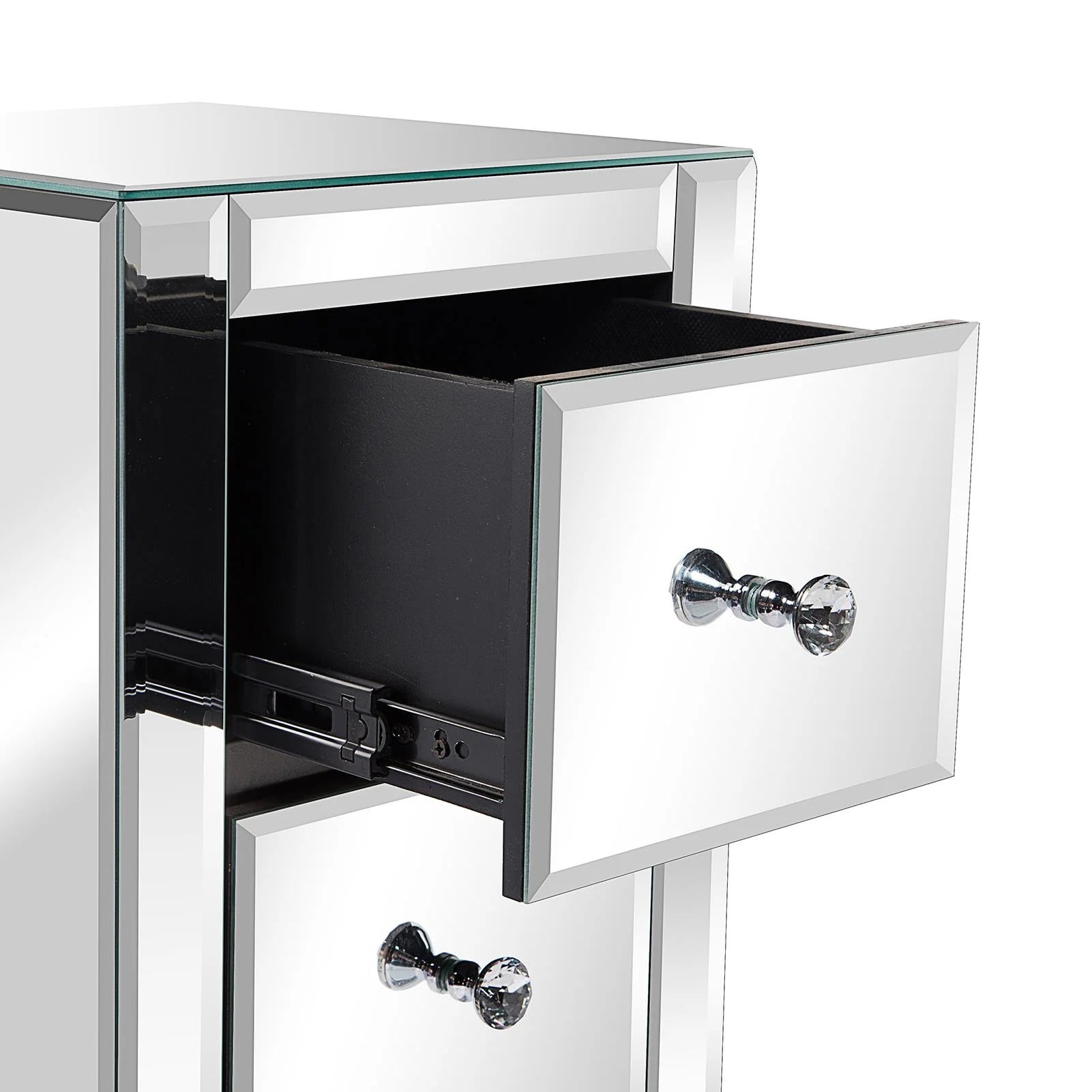 Zimtown 3-Drawer Mirrored Nightstand End Tables Bedside Table for Bedroom, Living Room, Silver