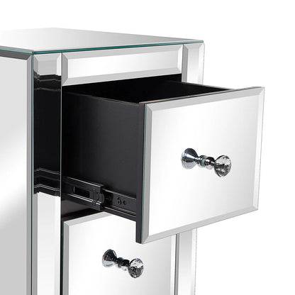 Zimtown 3-Drawer Mirrored Nightstand End Tables Bedside Table for Bedroom, Living Room, Silver