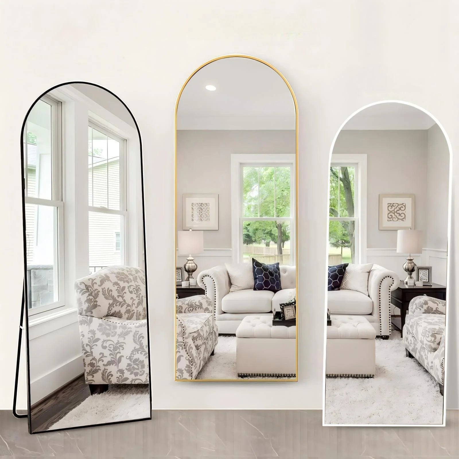 71"X 26" Oversized Full Length Mirror Arch Standing Floor Mirror Full Body Mirror, Gold
