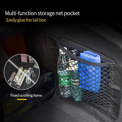 Car Back Rear Trunk Storage Net Seat Elastic String Net Magic Sticker Mesh Storage Bag Auto Organizer Seat Back Bag Freeshipping