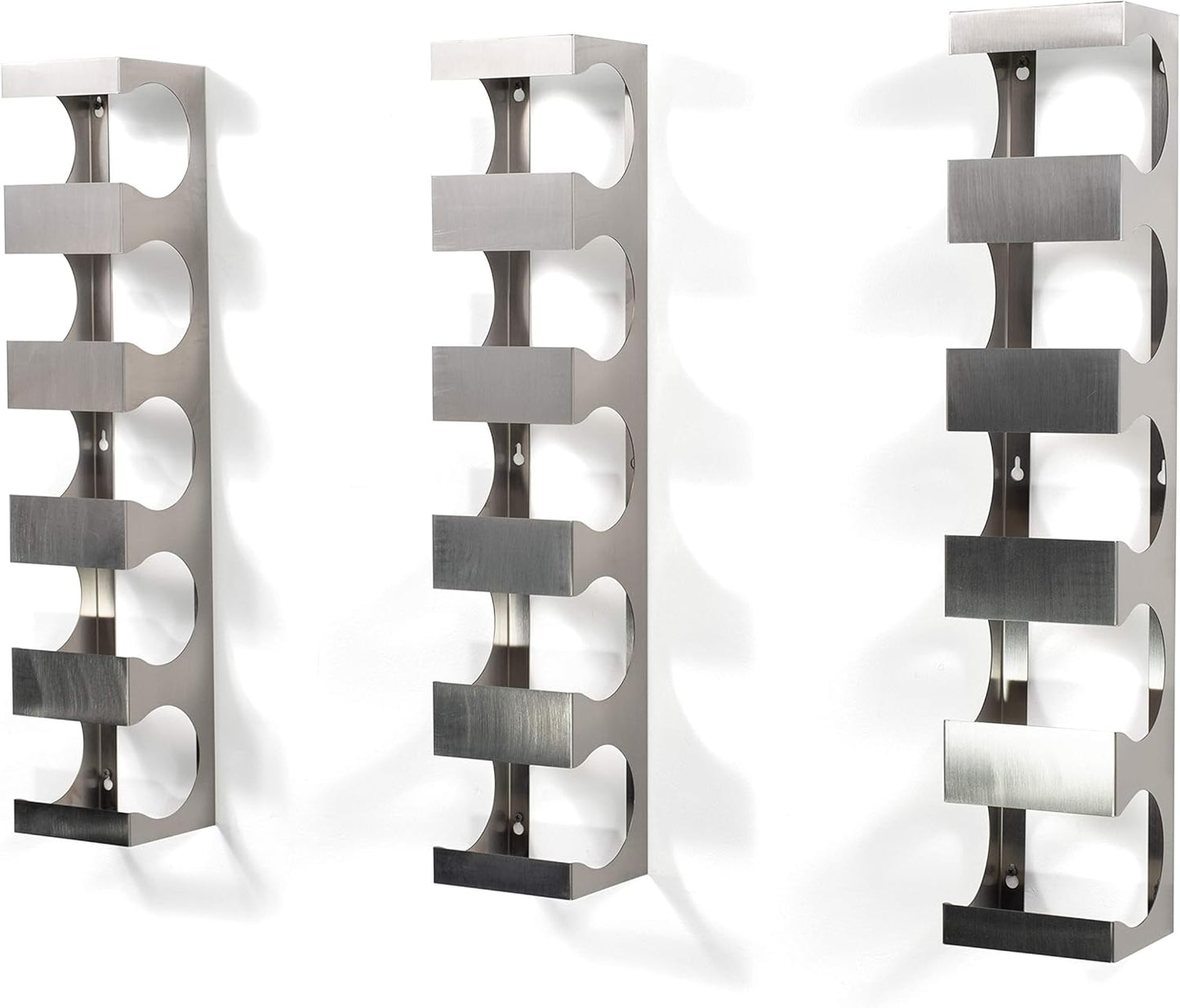 Alex Wine Rack Wall Mounted, Wine Bottle Holder for 15 Bottles, Kitchen Organization Stainless Steel Set of 3