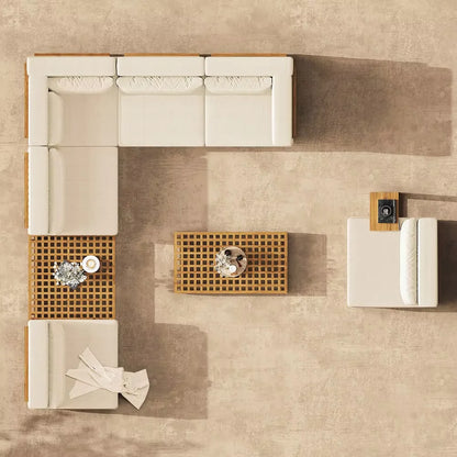 High End Favorable Price Luxury Yacht Villa Myanmar Solid Wood Patio Outdoor Furniture Unique Planks Design Burma Teak Sofa