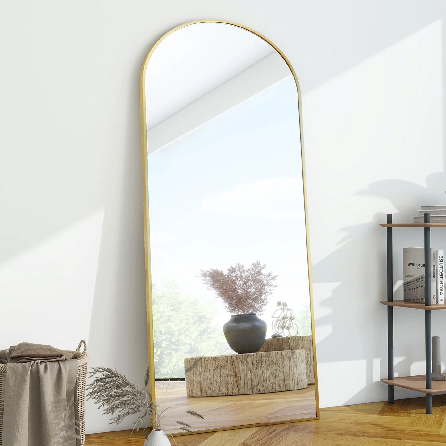 71"X 26" Oversized Full Length Mirror Arch Standing Floor Mirror Full Body Mirror, Gold