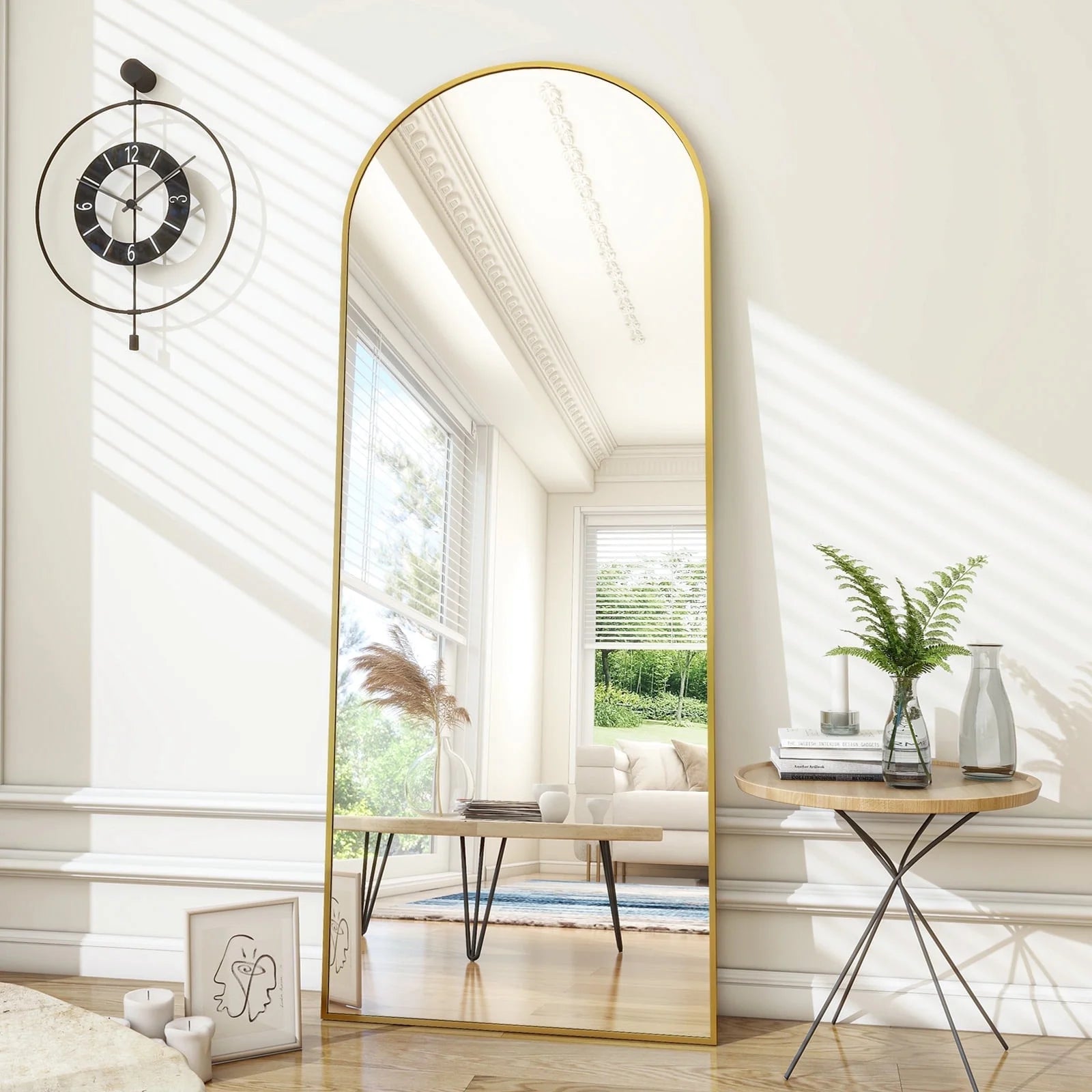71"X 26" Oversized Full Length Mirror Arch Standing Floor Mirror Full Body Mirror, Gold