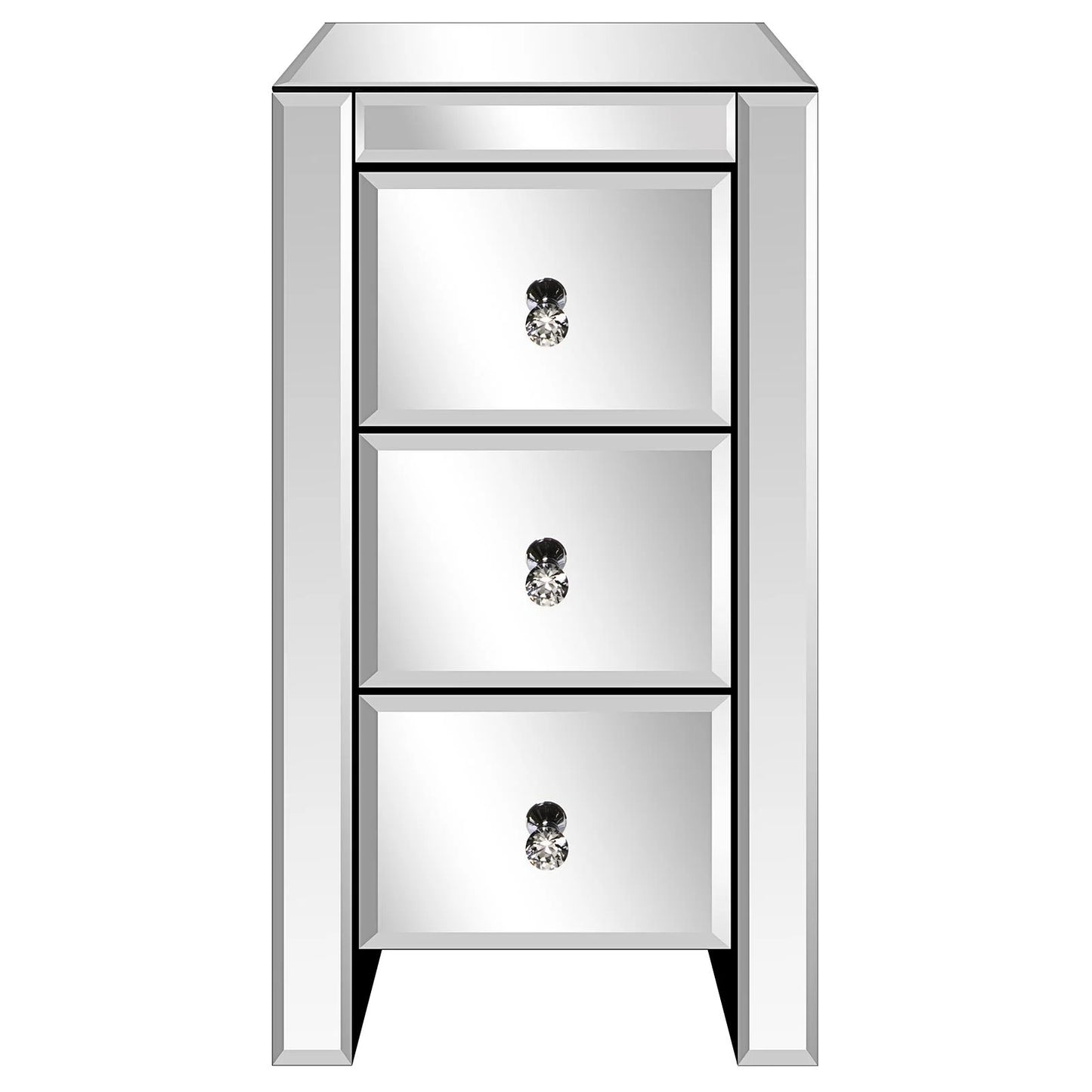 Zimtown 3-Drawer Mirrored Nightstand End Tables Bedside Table for Bedroom, Living Room, Silver