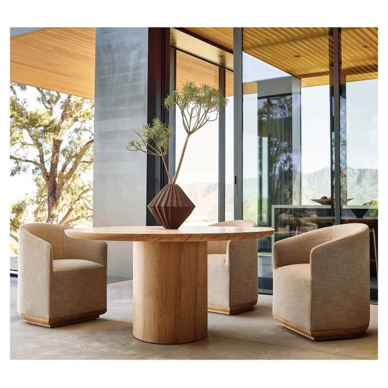 Garden Luxury Furniture 4 Chairs round Shape Table Solid Teak Wooden Outdoor Dining Set