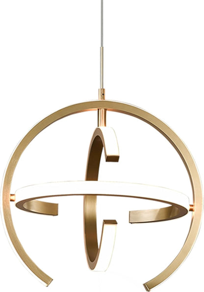 Modern LED Chandelier, Gold Globe Pendant Light Fixtures 4000K Dimmable Indoor Lights 19.2W for Dining Room Kitchen Island Bedroom Living Room Foyer