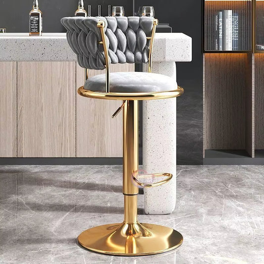 Bar Chair Swivel Leather Kitchen Velvet High Modern Cheap Stools Gold Tall Nordic Metal Luxury Home Bar Furniture for Bar Table