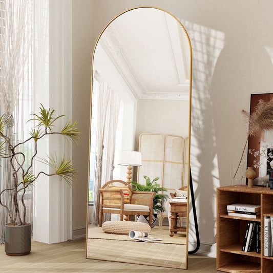 71"X 26" Oversized Full Length Mirror Arch Standing Floor Mirror Full Body Mirror, Gold