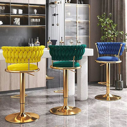 Bar Chair Swivel Leather Kitchen Velvet High Modern Cheap Stools Gold Tall Nordic Metal Luxury Home Bar Furniture for Bar Table